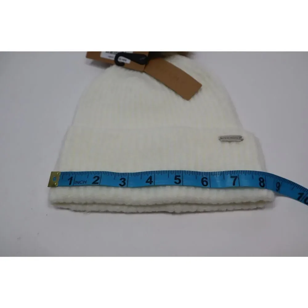 Steve Madden Ivory and Faux Fur‎ Puff Beanie One Size